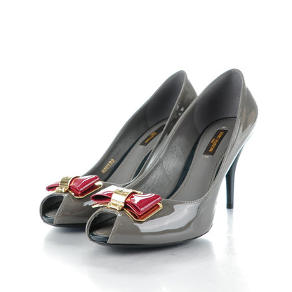 Louis Vuitton Patent Calfskin Lou Open Toe Pumps 38 Gris 3 of 8
