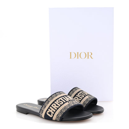 Christian Dior Canvas Embroidered Dway Mules Slide Sandals 35 Deep Blue 10 of 10