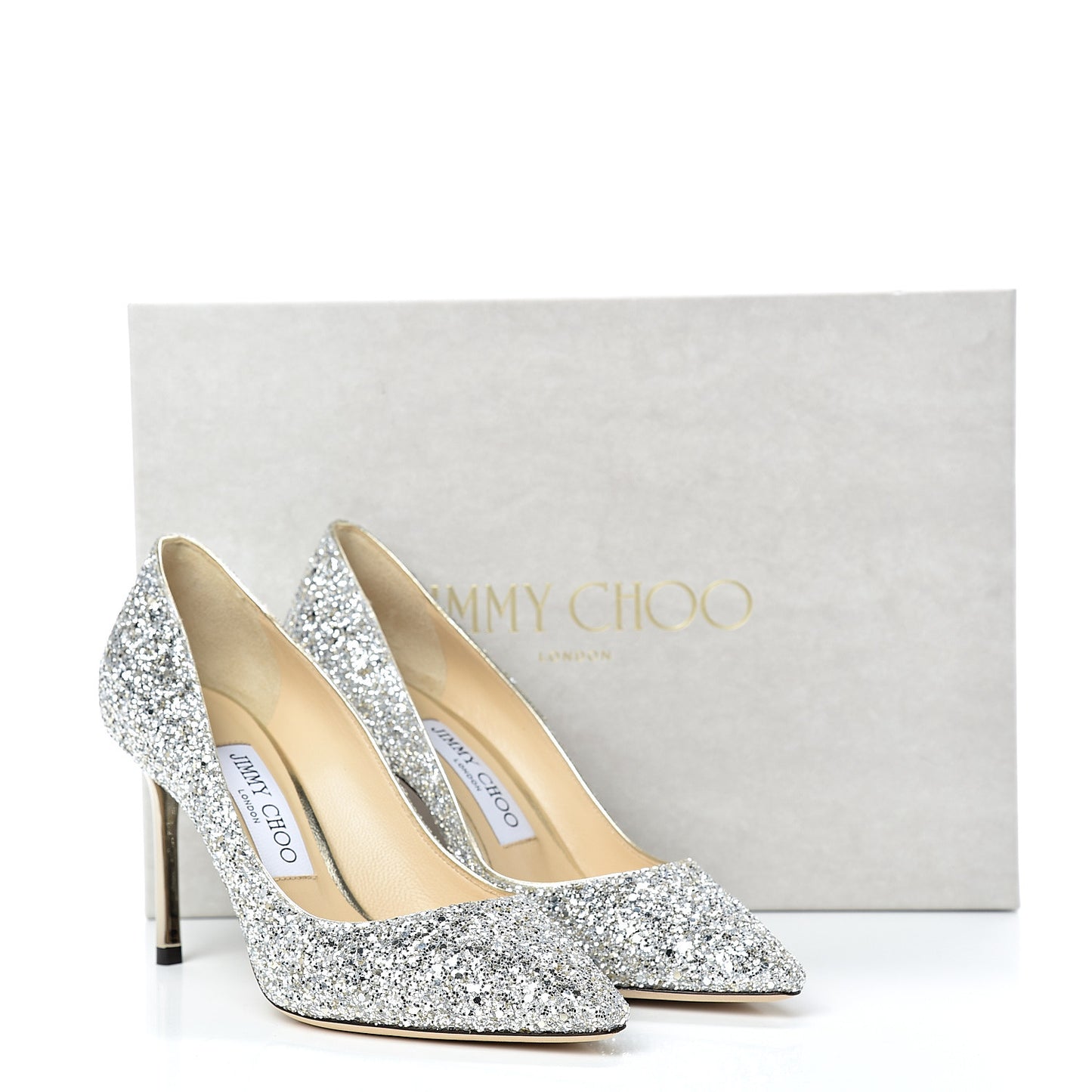 Glitter Pointy Toe Romy 85 Pumps 36.5 Champagne