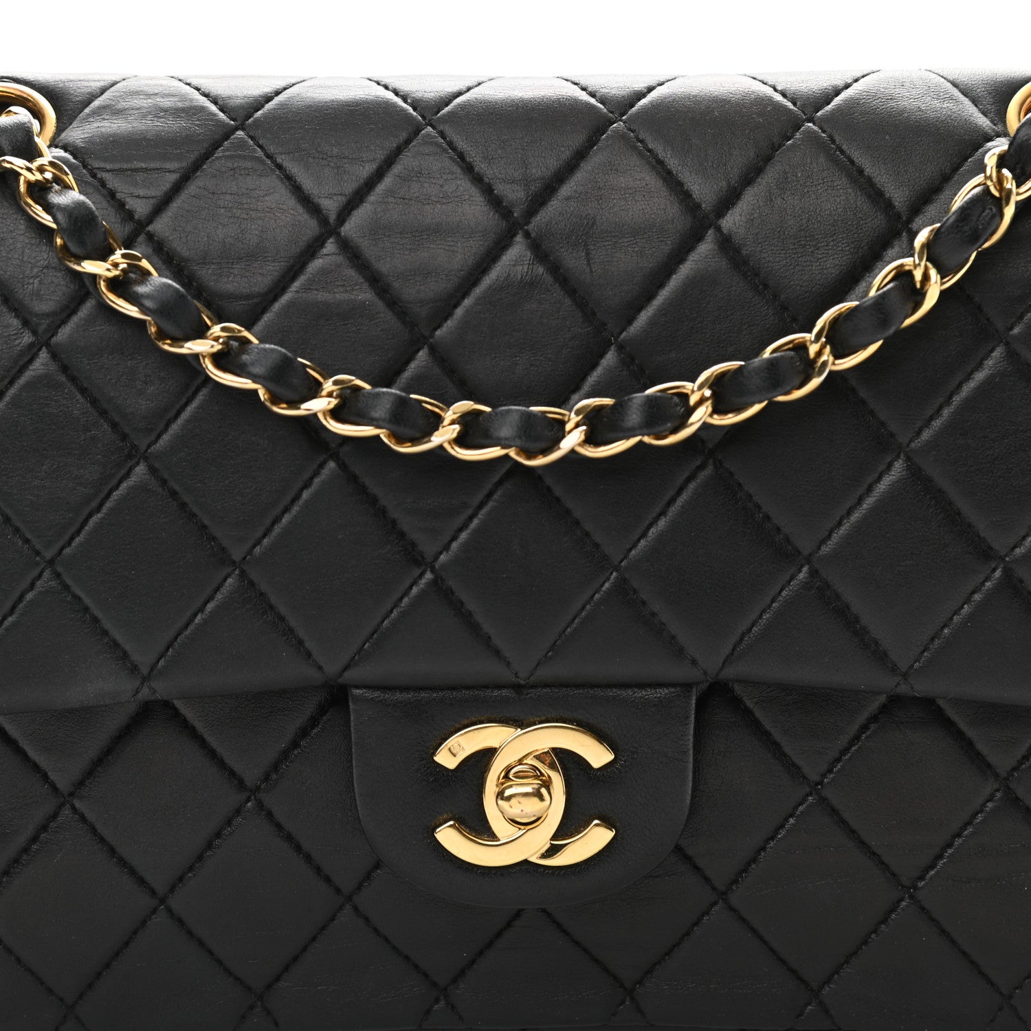 Chanel Lambskin Quilted Medium Double Flap Black 10 of 14
