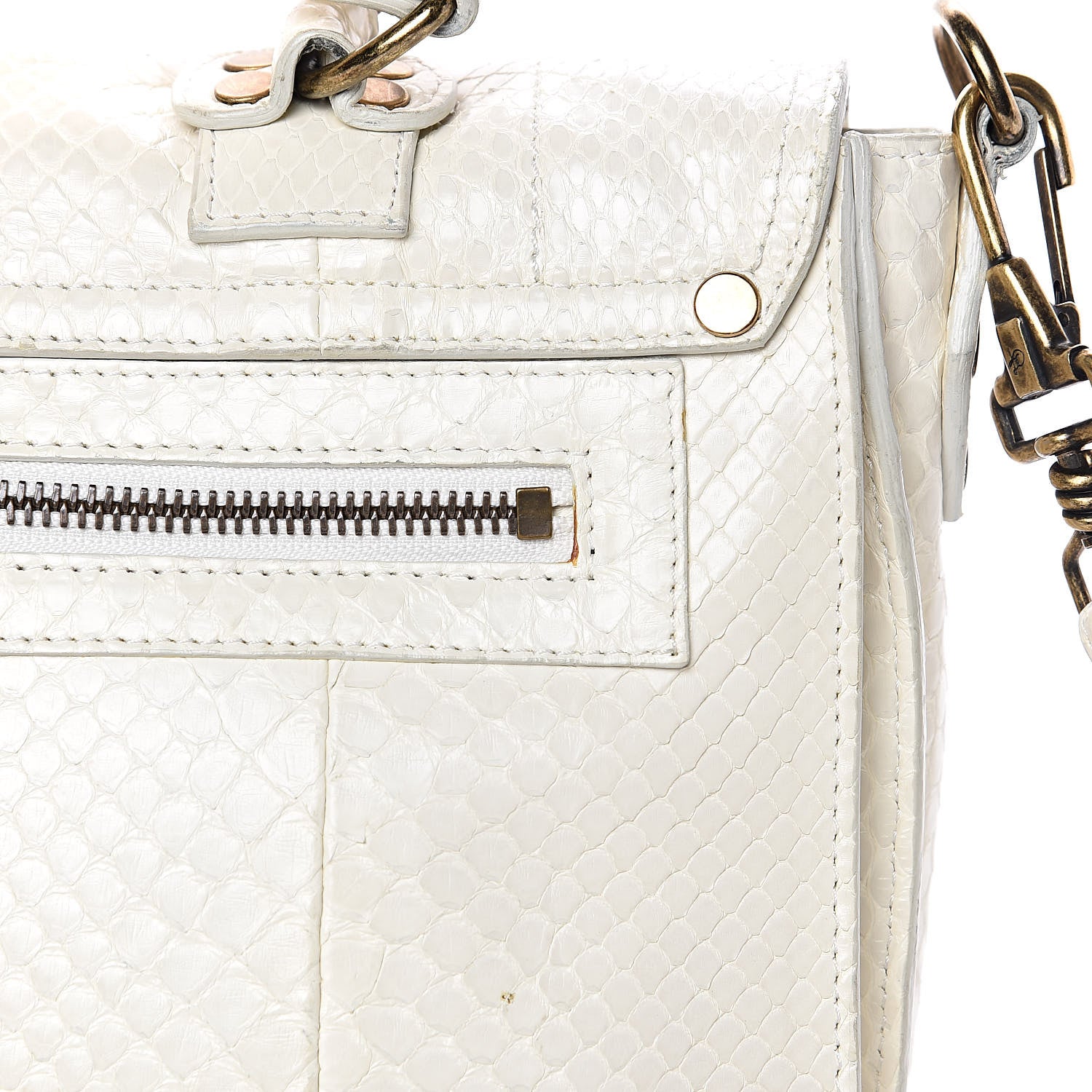 Proenza Schouler Snakeskin Calfskin Embossed Medium PS1 Satchel White 15 of 17