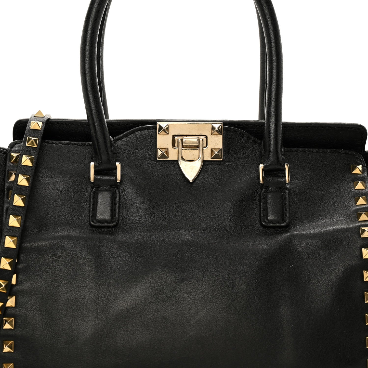 Valentino Garavani Vitello Rockstud Double Handle Tote Black 8 of 13