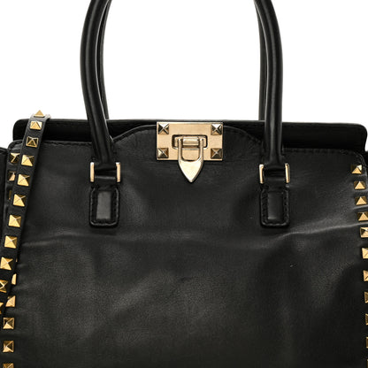 Valentino Garavani Vitello Rockstud Double Handle Tote Black 8 of 13