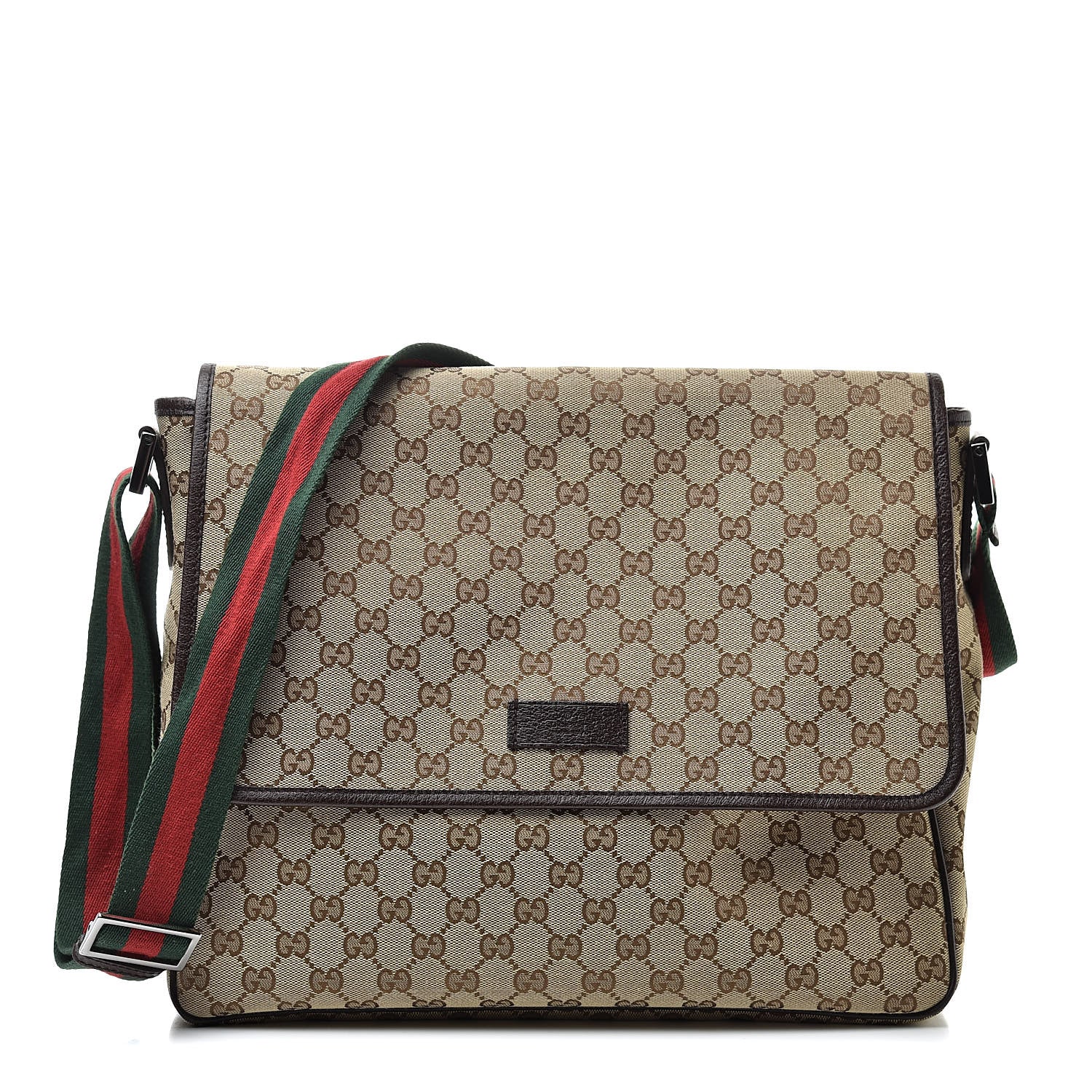 Gucci Monogram Web Medium Flap Messenger Beige Dark Brown 1 of 13