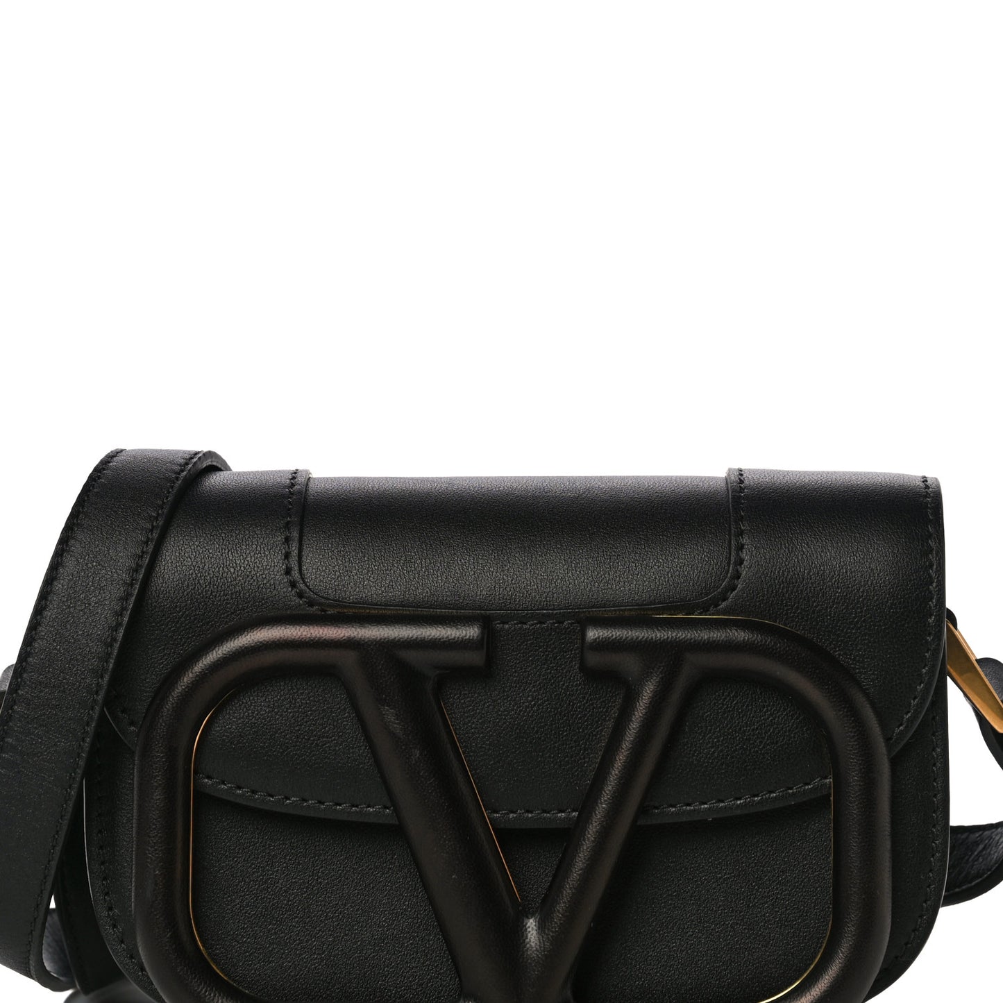 Calfskin Monochrome Small Supervee Crossbody Bag Black