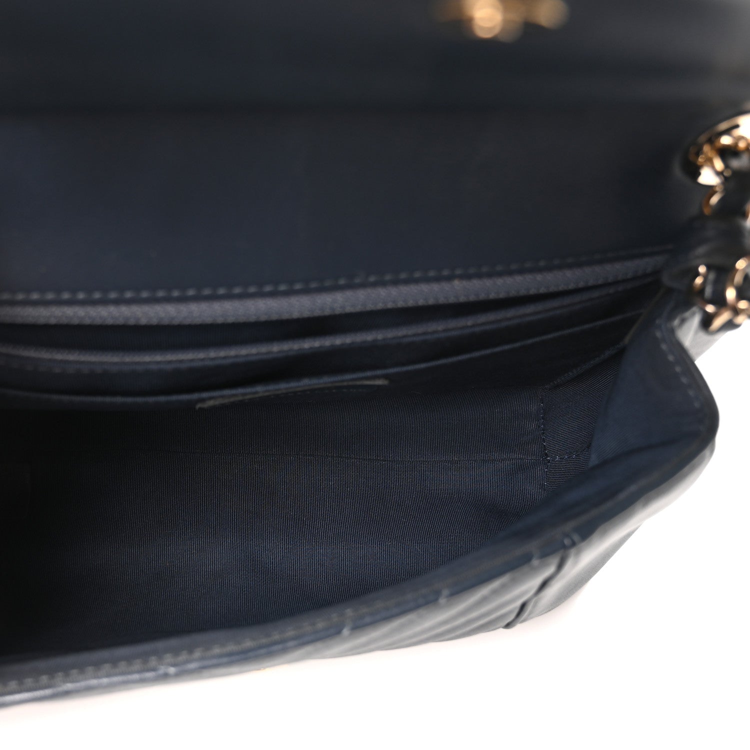 Chanel Calfskin Quilted Medium Daily Chevron Flap Navy Blue 5 of 10