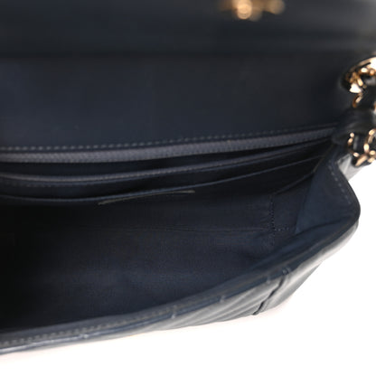 Chanel Calfskin Quilted Medium Daily Chevron Flap Navy Blue 5 of 10