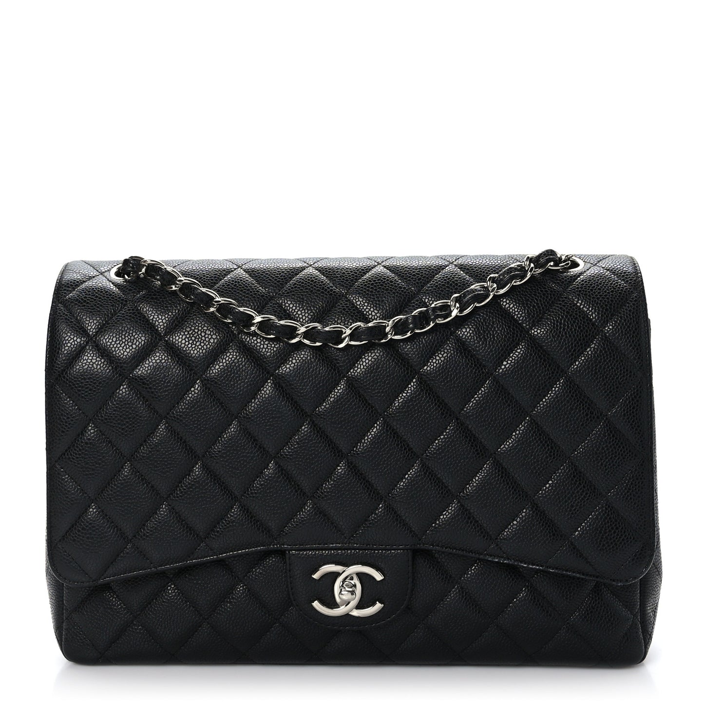 Caviar Quilted Maxi Double Flap Black