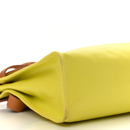 Hermes Military Toile Vache Hunter Herbag Zip 31 PM Lime 10 of 14