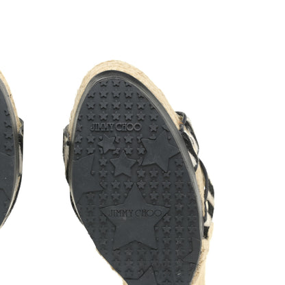 Jimmy Choo Pony Hair Zebra Print Papahi Espadrille Wedges 41 Black White 8 of 16
