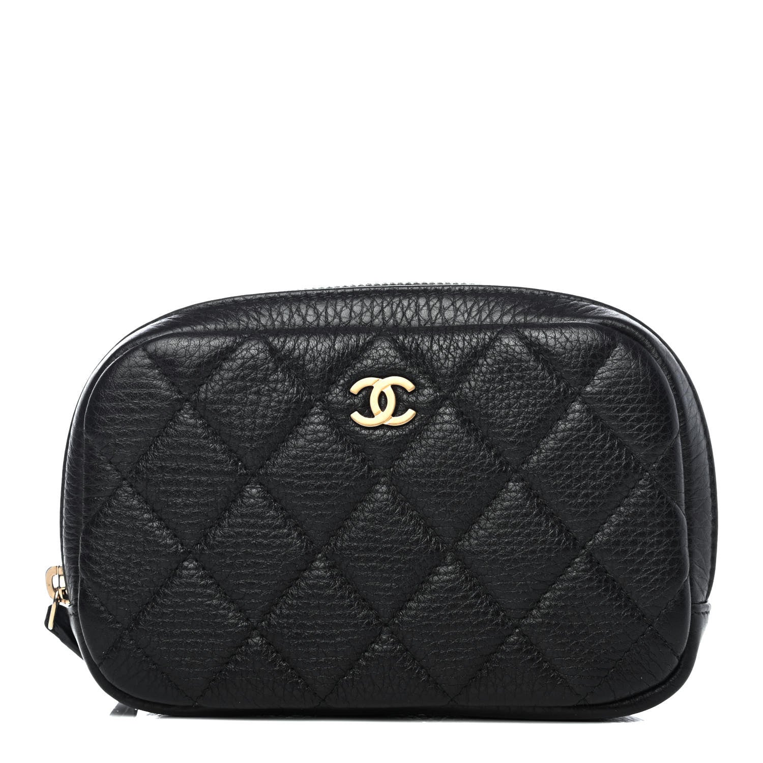 Chanel Calfskin Quilted Small Curvy Pouch Cosmetic Case Black 1 of 4