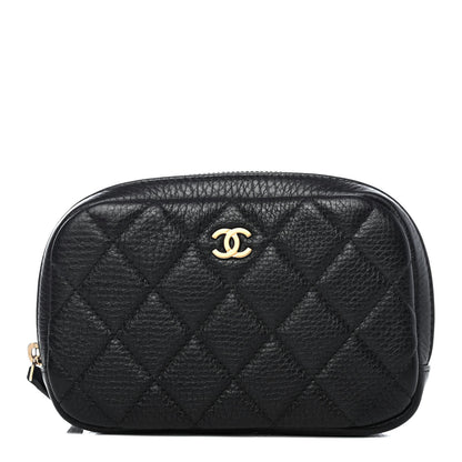 Chanel Calfskin Quilted Small Curvy Pouch Cosmetic Case Black 1 of 4