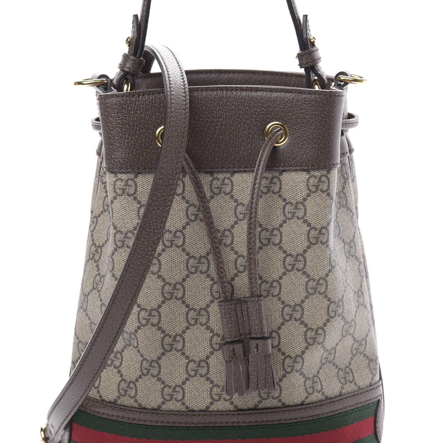 Gucci GG Supreme Monogram Web Small Ophidia Bucket Bag Brown 8 of 10
