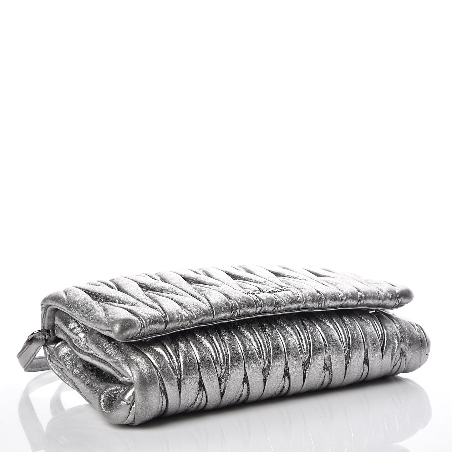Metallic Nappa Matelasse Chain Crossbody Cromo