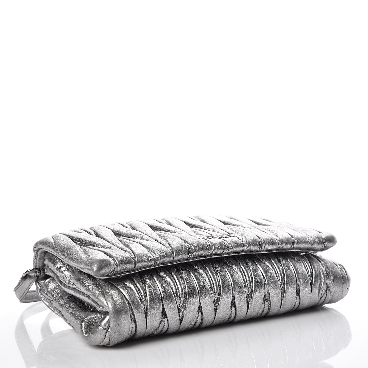Miu Miu Metallic Nappa Matelasse Chain Crossbody Cromo 5 of 11