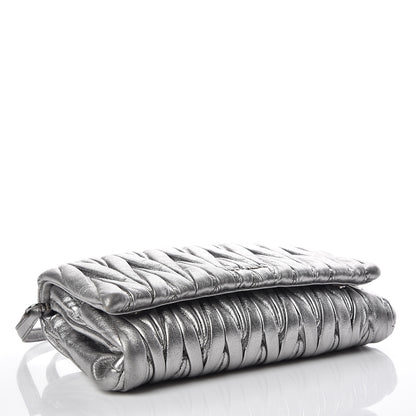 Miu Miu Metallic Nappa Matelasse Chain Crossbody Cromo 5 of 11
