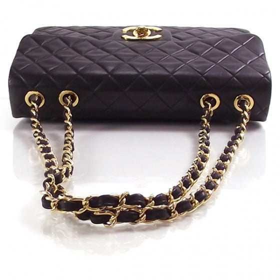Vintage Leather Jumbo Classic Flap Black