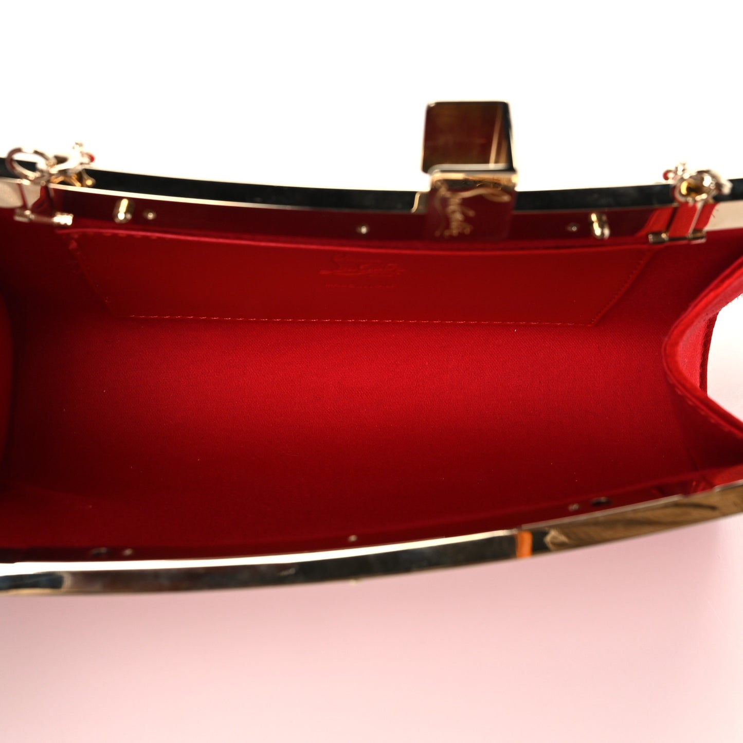 Satin Palmette Clutch Red