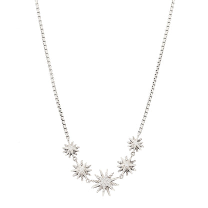 David Yurman Sterling Silver Diamond Starburst 5 Station Necklace 1 of 5