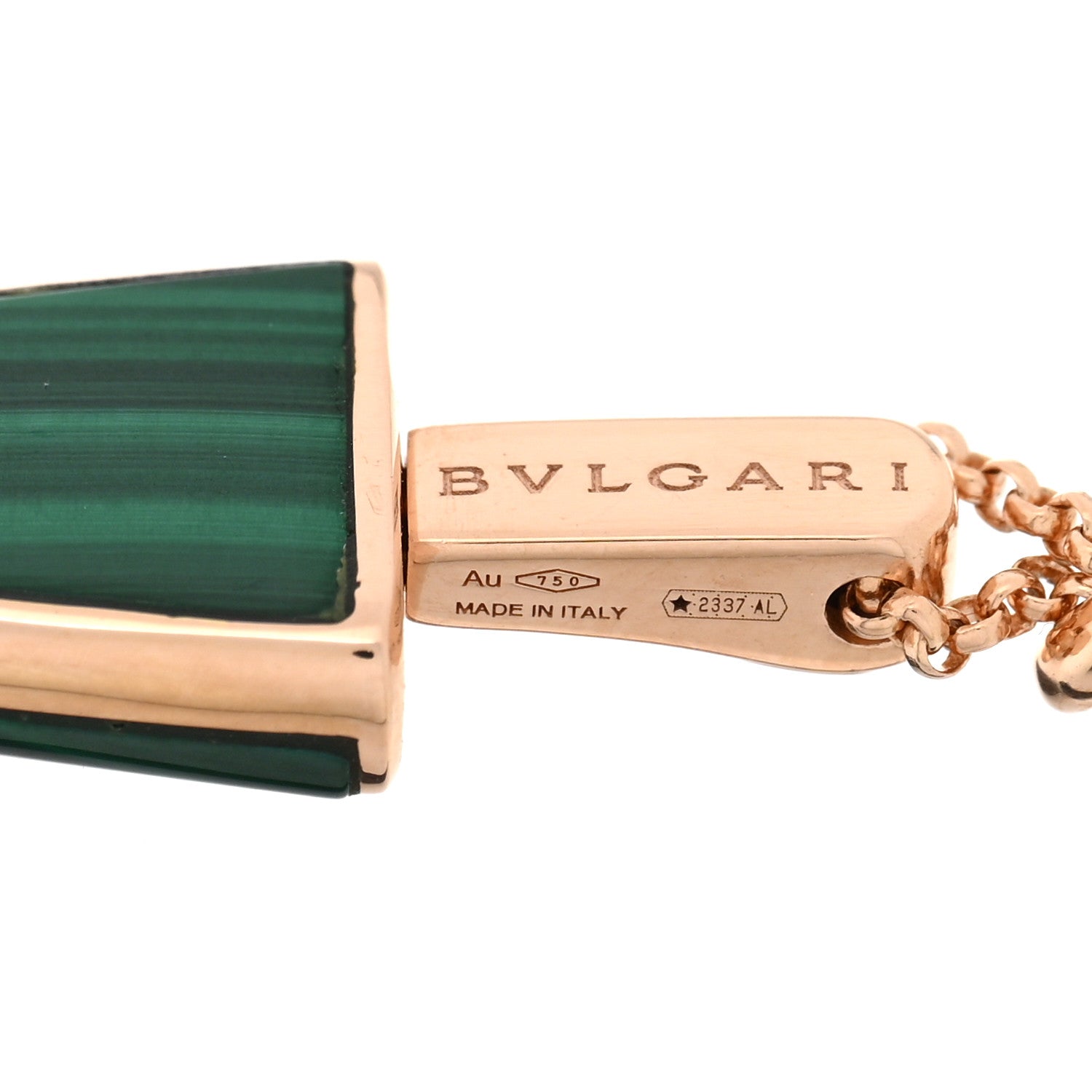 Bulgari 18K Rose Gold Diamond Malachite Gelati Bracelet 3 of 3