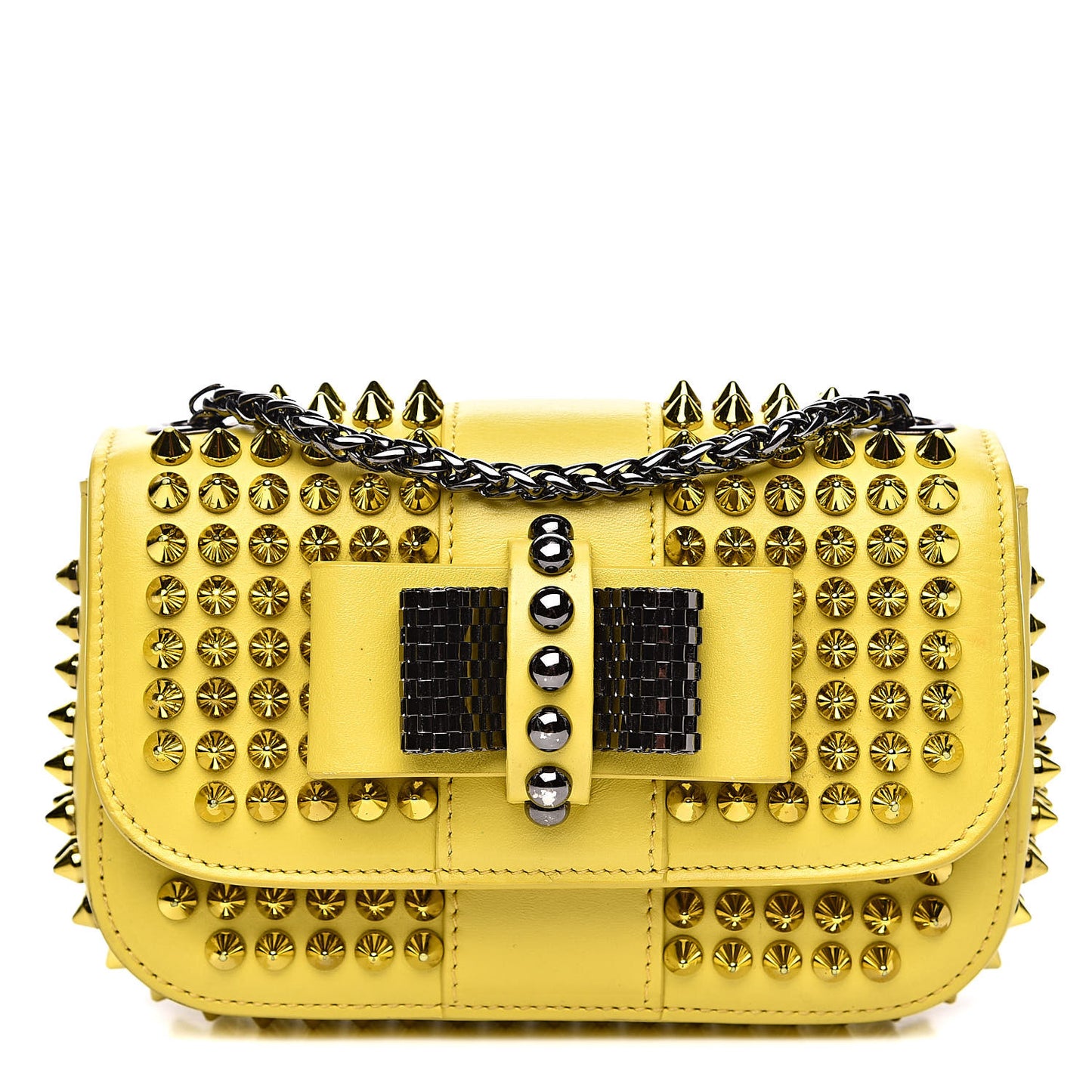 Calfskin Spikes Mini Sweety Charity Crossbody Bag Mimosa