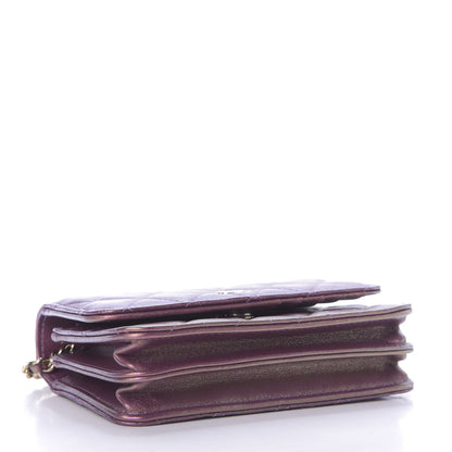 Chanel Iridescent Lambskin Quilted Mini Wallet On Chain WOC Purple 4 of 10