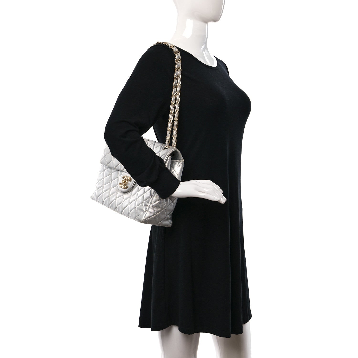 Chanel Metallic Lambskin Quilted Maxi Single Flap Silver 2 of 10