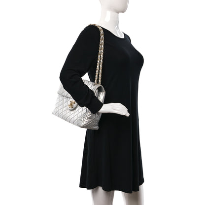 Chanel Metallic Lambskin Quilted Maxi Single Flap Silver 2 of 10