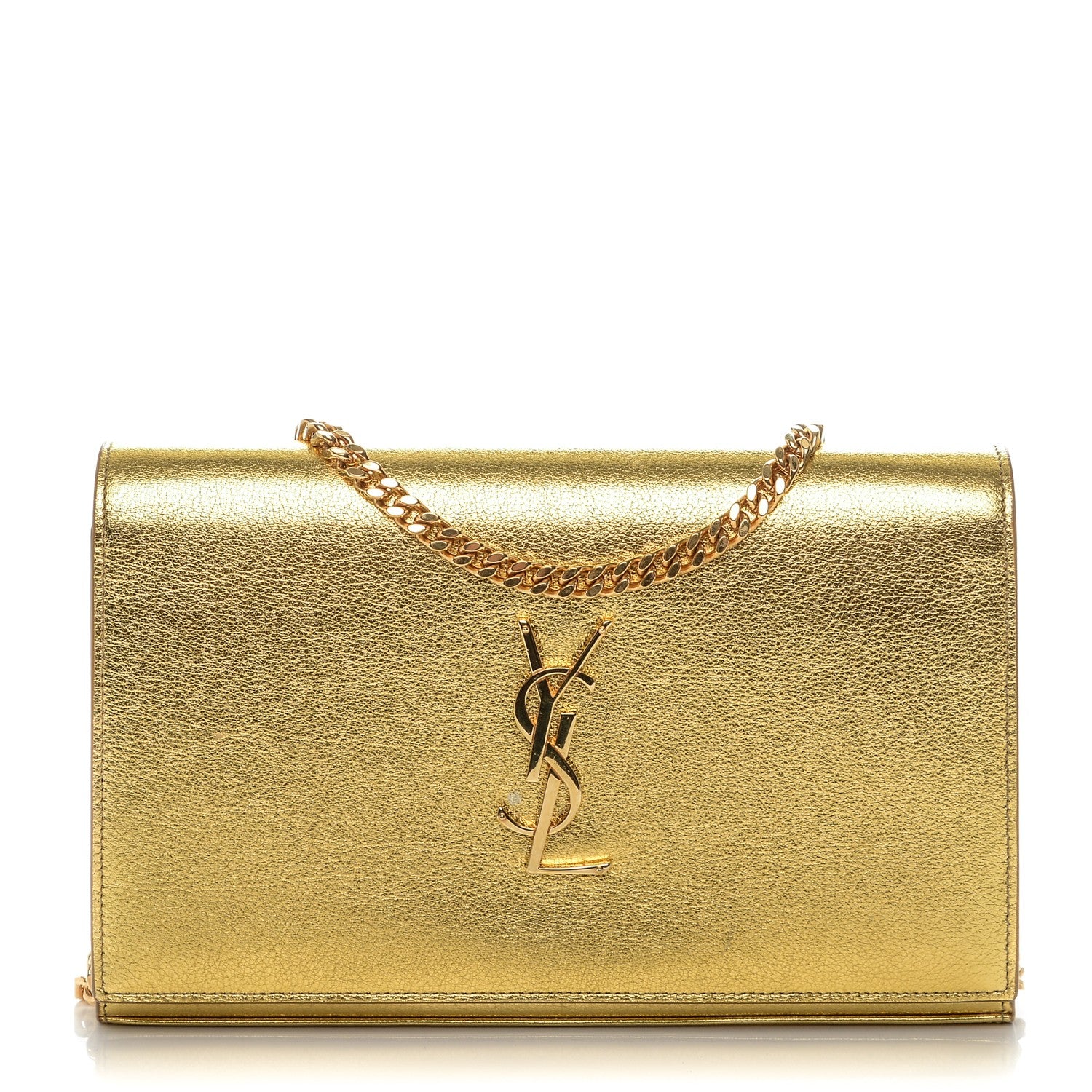 Saint Laurent Metallic Calfskin Monogram Chain Wallet Gold 1 of 7