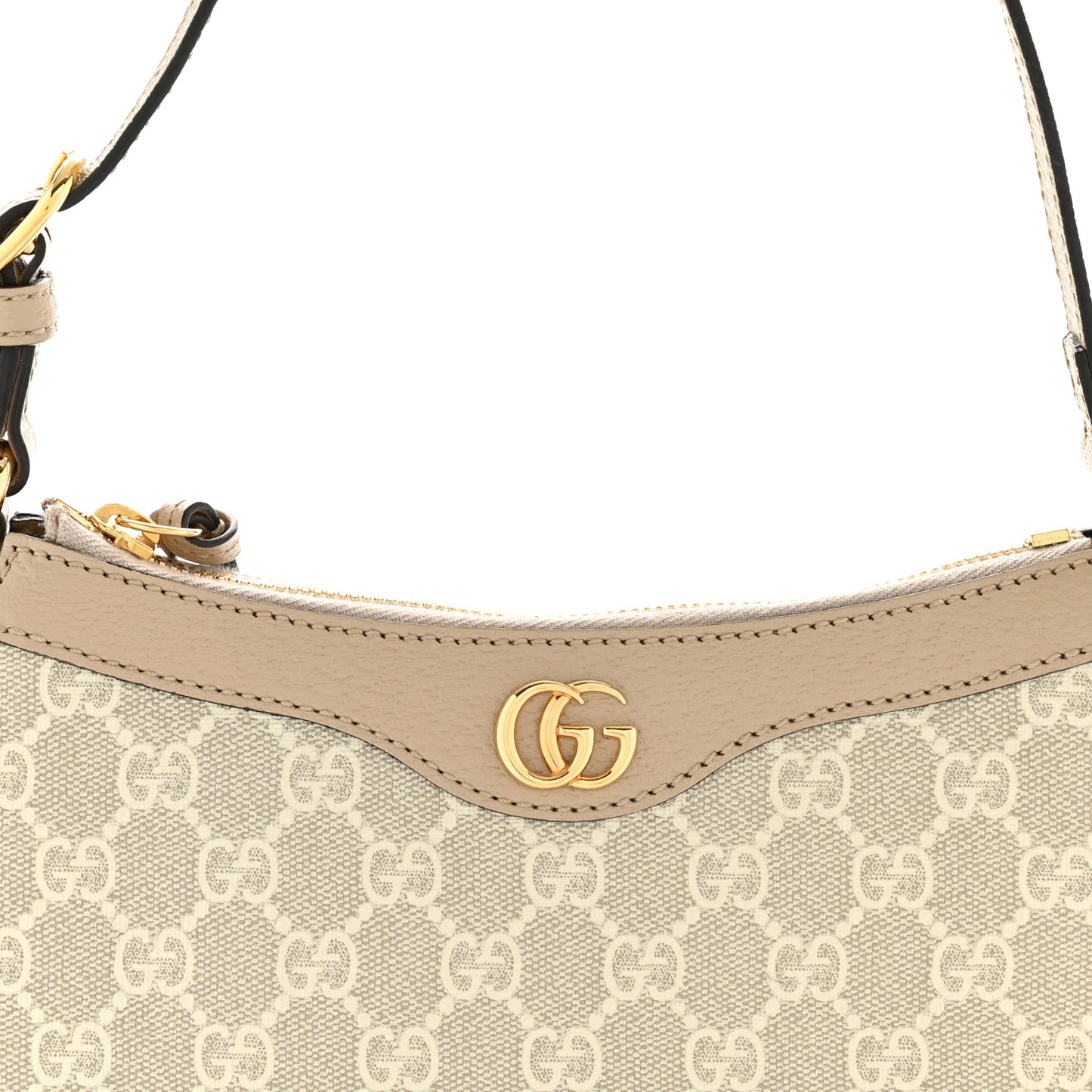 GG Supreme Monogram Textured Dollar Calfskin Small Ophidia Hobo Beige Mystic White Oatmeal