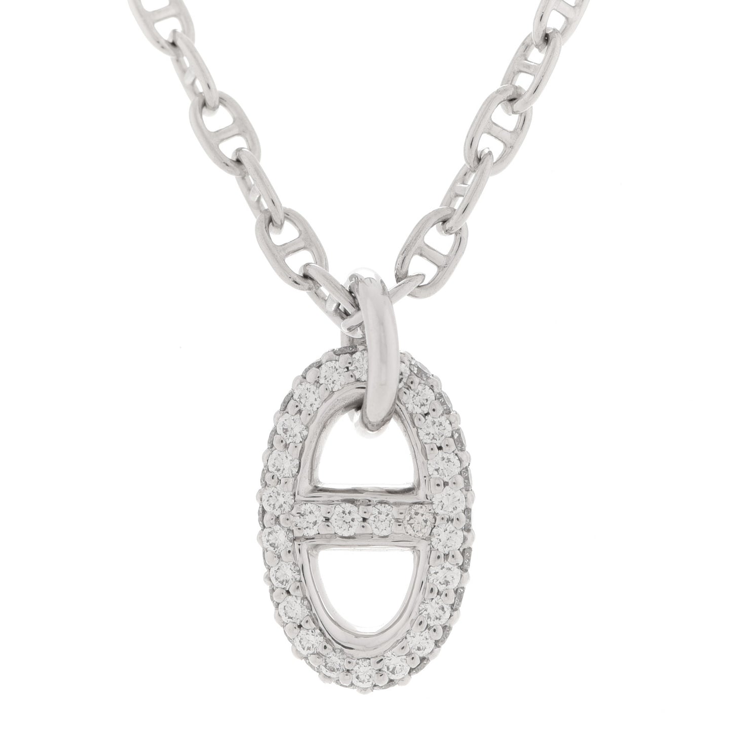 18K White Gold Diamond New Farandole Pendant Necklace