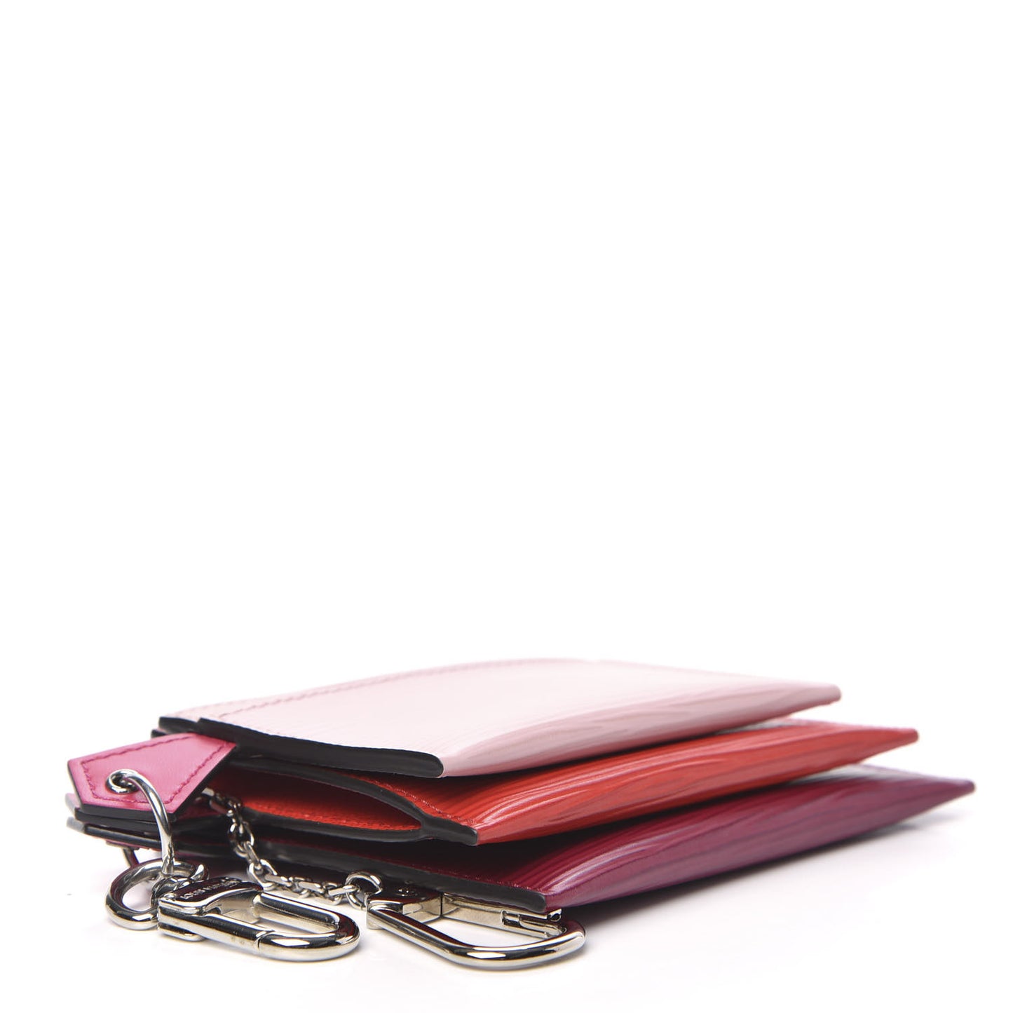 Epi Trio Card Case Wallet Rose Ballerine Rouge Fuchsia