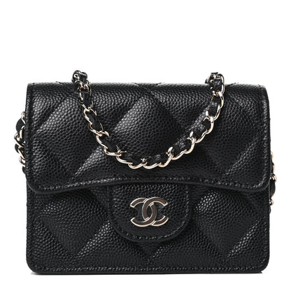 Chanel Caviar Quilted Flap Card Holder On Chain Black 1 of 4