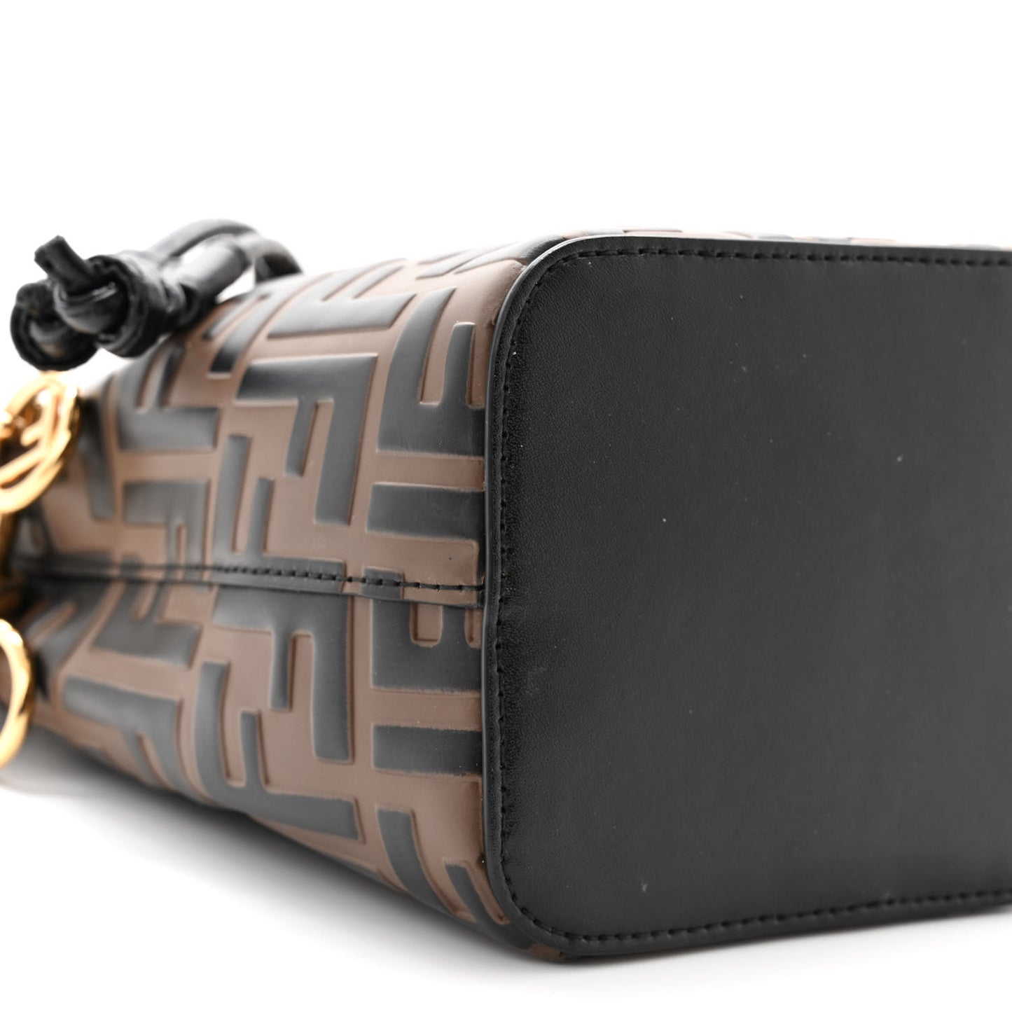 Vitello Liberty F is Fendi Bi-Color FF 1974 Embossed Mini Mon Tresor Bucket Bag Maya Black