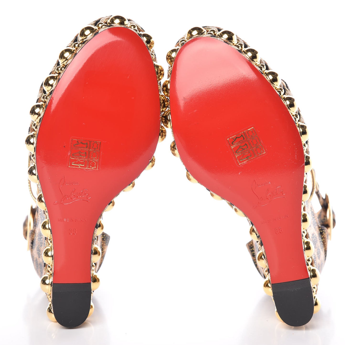 Lurex Leopard Chocazeppa 120 Platform Wedge Sandals 38 Black Gold