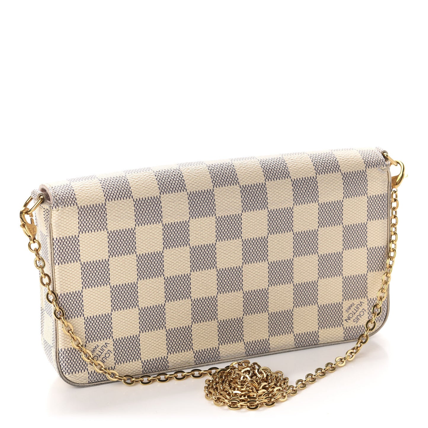 Damier Azur Pochette Felicie Chain Wallet Rose Ballerine