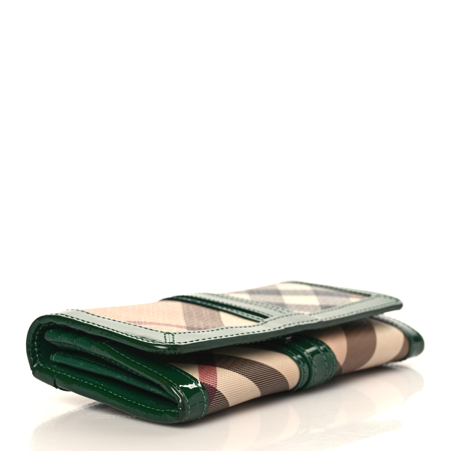Burberry Patent Nova Check Wallet Green 4 of 9