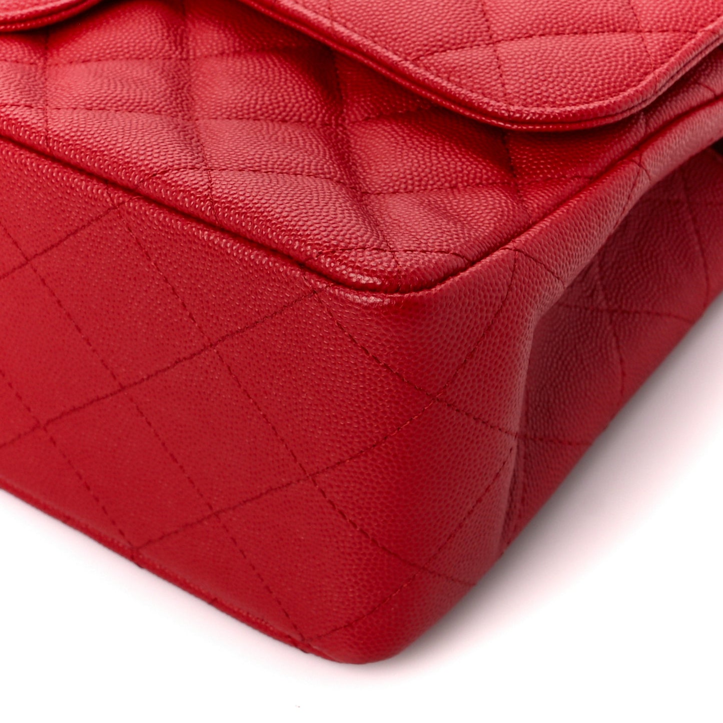 Caviar Quilted Jumbo Double Flap Red