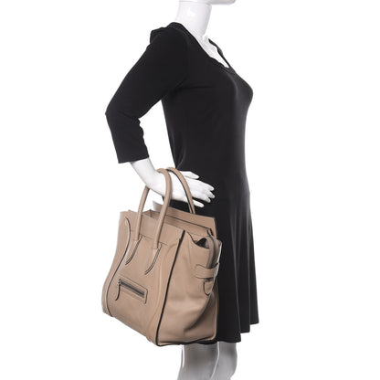 Celine Drummed Calfskin Mini Luggage Dune 2 of 14