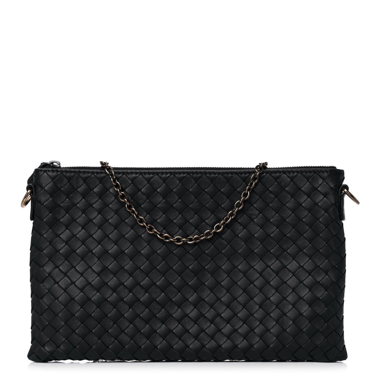 Nappa Intrecciato Biletto Chain Crossbody Antique Black
