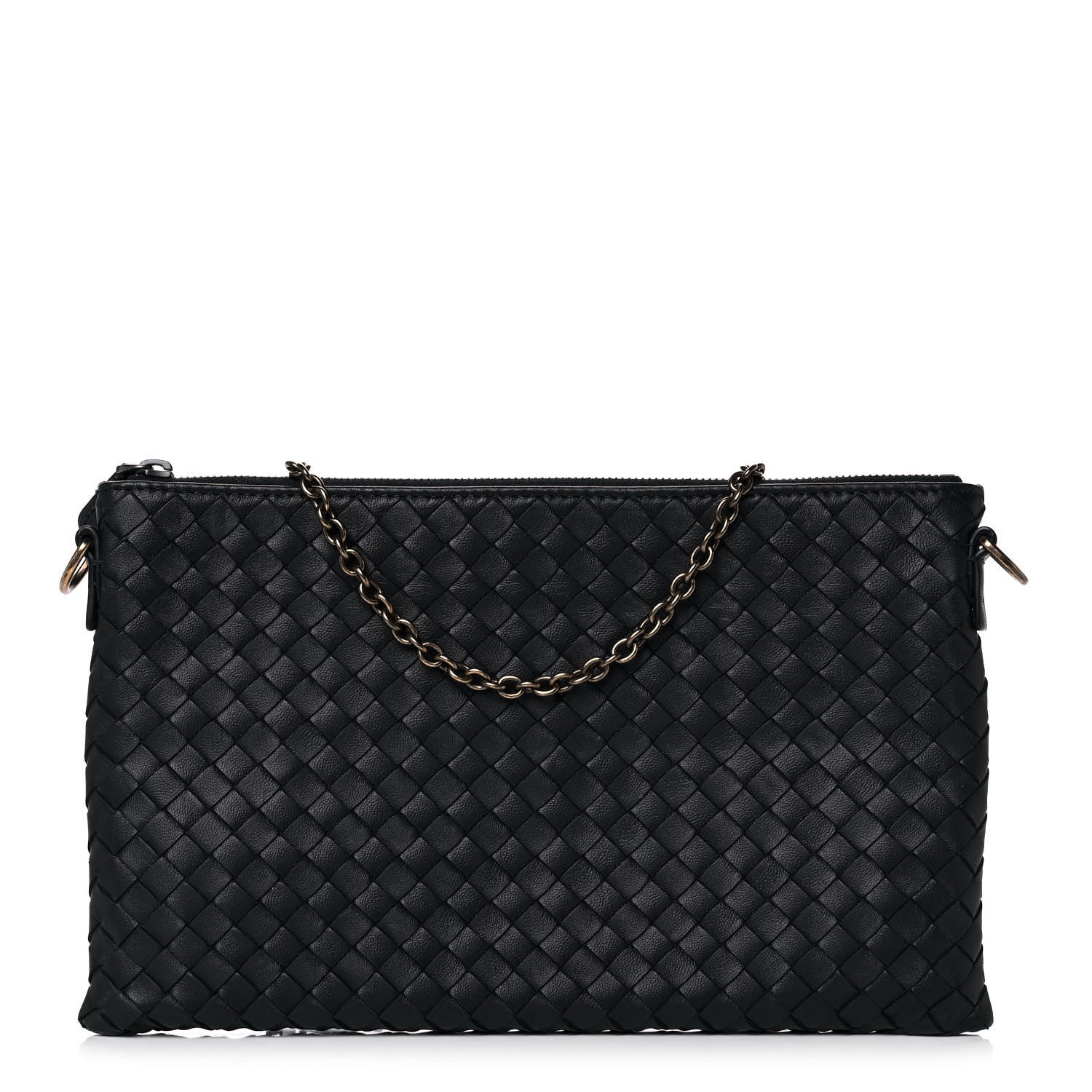 Bottega Veneta Nappa Intrecciato Biletto Chain Crossbody Antique Black 1 of 9