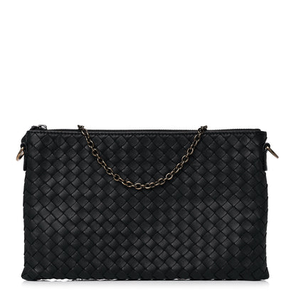 Bottega Veneta Nappa Intrecciato Biletto Chain Crossbody Antique Black 1 of 9