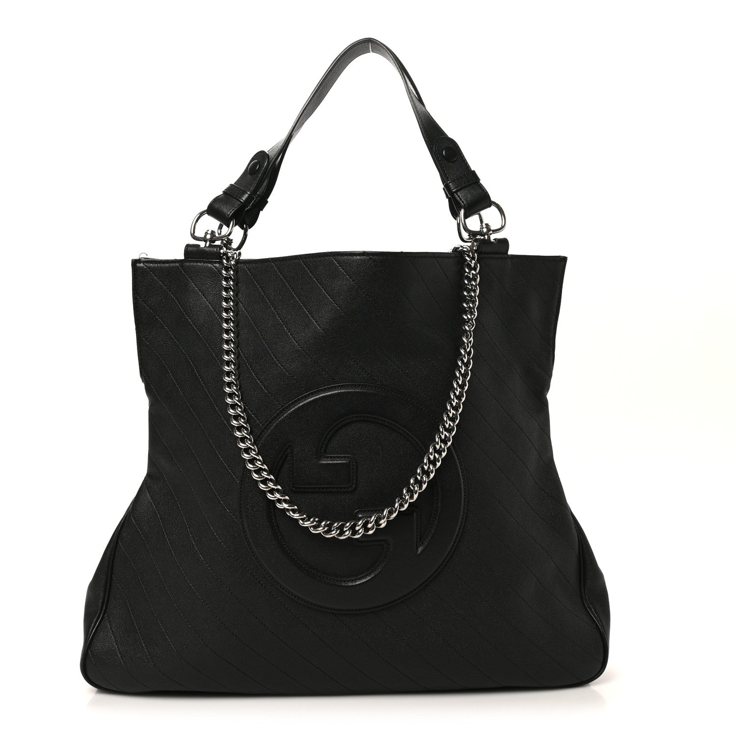 Gucci Sakai Be Green Calfskin Diagonal Stitched Medium Blondie Tote Black 1 of 11