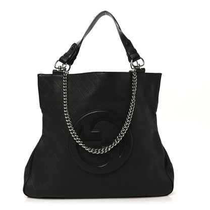 Gucci Sakai Be Green Calfskin Diagonal Stitched Medium Blondie Tote Black 1 of 11