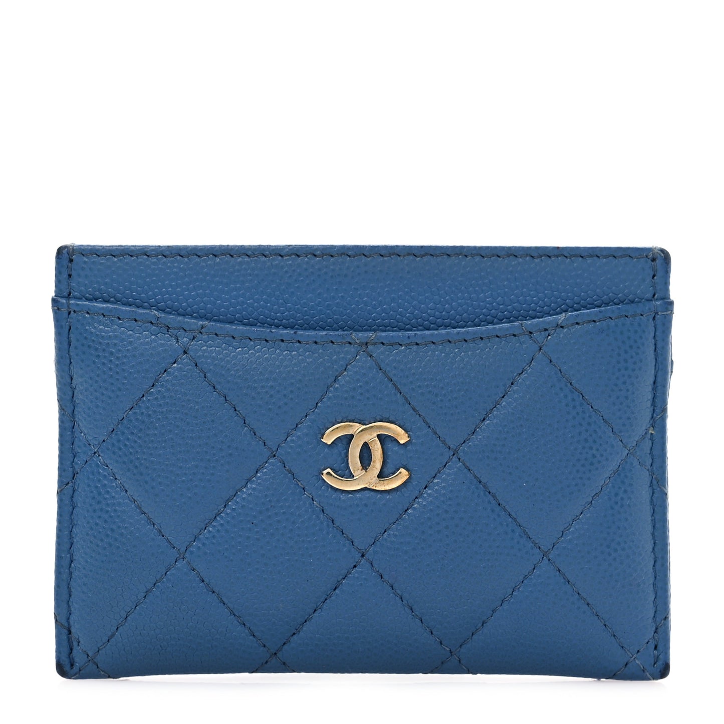 Caviar Quilted Card Holder Blue