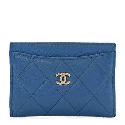 Chanel Caviar Quilted Card Holder Blue 1 of 10