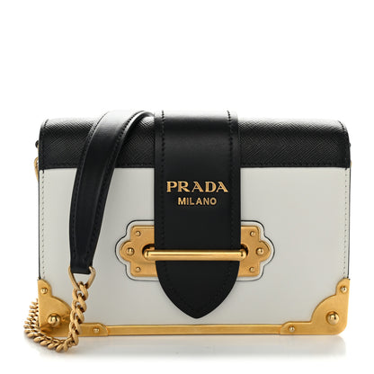 Prada City Calf Saffiano Cahier Bag Talco Black 1 of 8