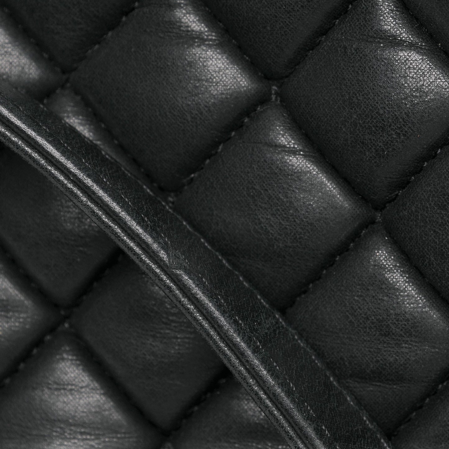 Iridescent Calfskin Quilted New Bubble North South Tote Dark Grey