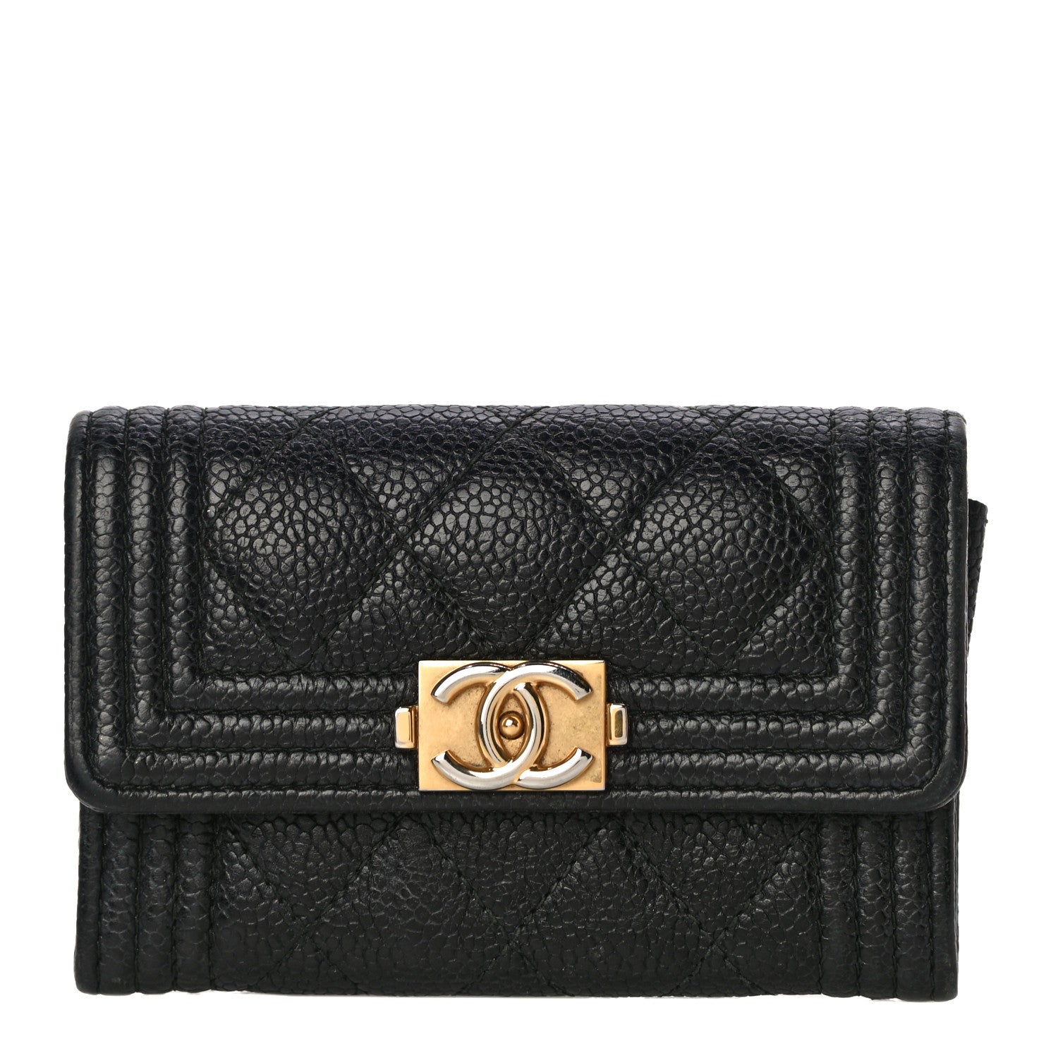 Chanel Caviar Quilted Boy Flap Card Holder Black 1 of 16