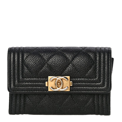 Chanel Caviar Quilted Boy Flap Card Holder Black 1 of 16